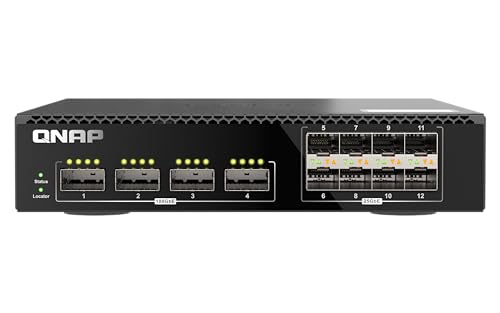 QNAP 12-Port 100GbE Half-Width Rackmount Layer 2 Managed Switch with Four 100GbE QSFP28 and Eight 25GbE SFP28 Ports (QSW-M7308R-4X-US)