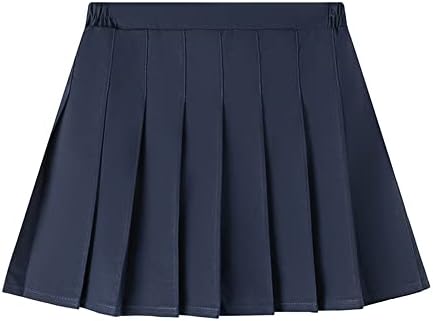 RIFYRI Girls Pleated Mini Skirt with Built-in Shorts High Waist Tennis School Uniform Skirts (XL, Navy)