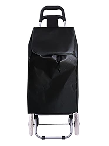 GREATOOL Carro de la Compra de 2 Ruedas, Carrito Plegable de la Compra para Supermercado , Bolsa Principal de 40L, Bolsillo Posterior, 90 x 30 x 35cm (Negro)