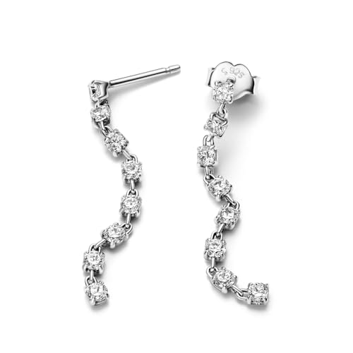 PANDORA Timeless Sparkling Eight Stones Drop Earrings - Sterling Silver Earrings with Cubic Zirconia - Jewelry for Women - Includes Gift Box2