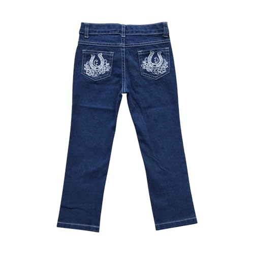 P0085 Blue Cowboy Todder Western Buttons Zipper Straight Kids Girl Jeans Pants2