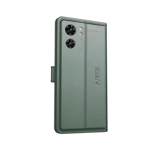 Image of AIBEX Compatible for Motorola Edge 40 Neo Flip Cover Leather Finish | Inside TPU with Card Pockets | Wallet Stand | Complete Protection Flip Case - Green