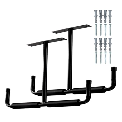 Garage Hooks Heavy Duty - Juego de ganchos de acero para almacenamiento colgante, estructura de techo fuerte para utilidad superior, soporte de pared, soporte de escalera, almacenamiento de bicicletas