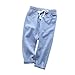 Kids Boys Denim Pants Wide Leg Drawstring Thin Elastic Waist Baggy Jeans Fashion Casual Tunic Jogger Tapered Cargo Pants Light Blue,4-5 Years