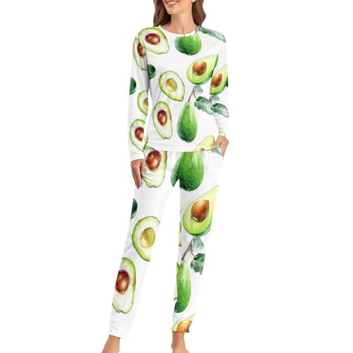 Pyjama Femme Avocat Vert Finies les Nuits Fraîches en T-Shirt et Pantalon