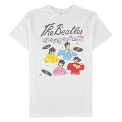 Junk Food Mens Graphic T-Shirt, White, Medium - Les Beatles, Paul McCartney, John Lennon, RIngo Starr, George Harrison