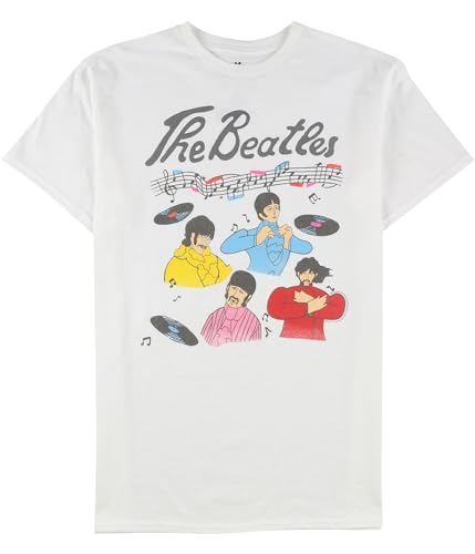 Junk Food Mens Graphic T-Shirt, White, Medium - Les Beatles, Paul McCartney, John Lennon, RIngo Starr, George Harrison Junk Food Mens Graphic T-Shirt, White, Medium