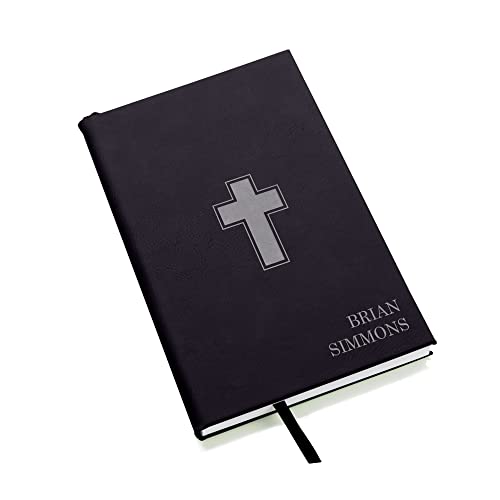 Lifetime Creations Personalized Prayer Journal: Engraved Custom Bible Study Notebook, Religious Gift for First Communion, Confirmation, Christian Gift for Women Men (Black)