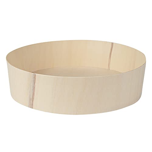 Taipei 33 Ounce Compostable Food Containers, 100 Round Wooden Bento Boxes - Grease Resistant, Large, Natural Poplar Disposable Wood Bowls, Disposable, For Sushi Or Entrees - Restaurantware #TOP7