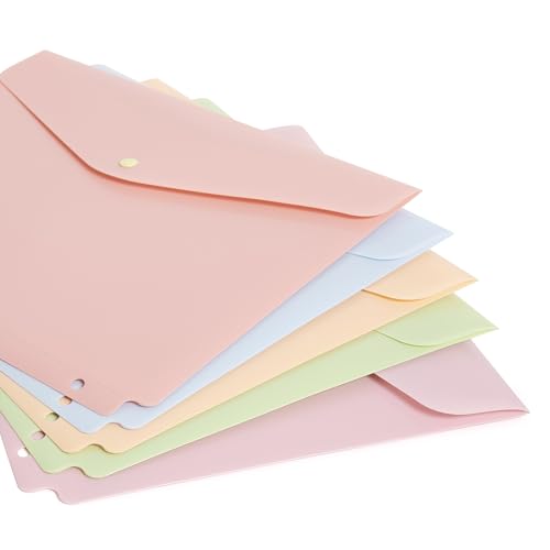 U Brands Binder Pocket, 5 Pack Super Heavyweight Poly Binder Document Holder for 3 Ring Binder Organizer, File Folders Side Loading, Letter Size, Saccharine Fields Color Pallet (7326T04-24) - Thumbnail 3
