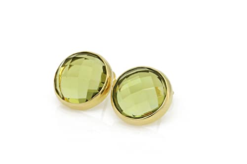 Boucles d'oreilles quartz citron grand cercle en or rempli ou vermeil d'exception
