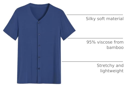 Image of Latuza Men's Viscose Pajama Top Button Up Sleep Shirt