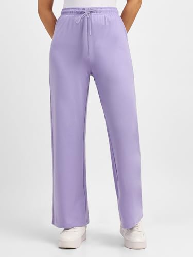 Image of JUNEBERRY Wide Leg Track Pants for Women & Girls (Pure Cotton, Bootcut, Regular Fit, High Rise Trouser, Drawstring, Available in Black, Brown, Navy, Olive Green, Lilac, Beige)
