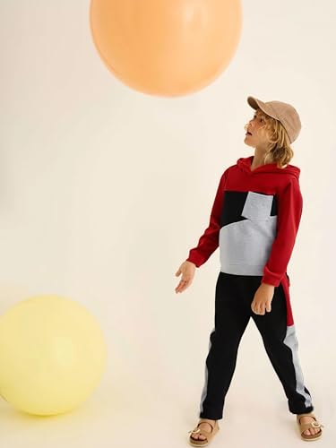 Image of Boys Sweatsuit Long Sleeve Color Block Hoodie Sweatshirt and Jogger Pants 2PC Sets Fall Clothes (Sizes: 4-8)