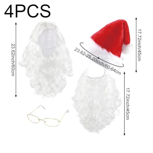 Peluca de Papá Noel realista con barba densa y accesorios de cosplay 5