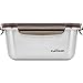 CANDL Cuitisan (Flora) Contenitore ermetico per Alimenti in Acciaio Inossidabile con Coperchio con Chiusura a Clip, Adatto a Forno e microonde, EC7-SS06, Rettangolare (18,4cm x 13,0cm x 8,3cm/980ml)