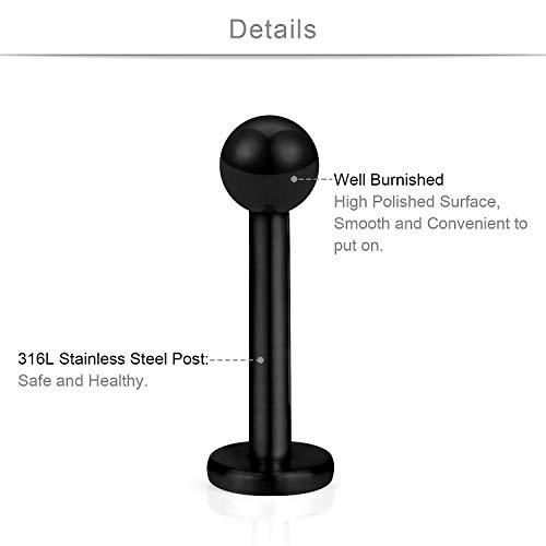 SCERRING 9 Pairs 16g Stainless Steel Clear Cubic Zirconia Labret Monroe Lip Tragus Cartilage Helix Earring Ring Body Piercing Jewelry 8mm2