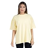 SMILODOX Damen T-Shirt Sina - Oversize fit Kurzarm Oberteil mit Rundhals, Größe:M, Color:Gelb