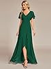 Ever-Pretty Women's Double V Neck A Line Ruffle Hem Backless High Low Chiffon Bridesmaid Dresses Vestidos Elegante Dark Green US04 #3
