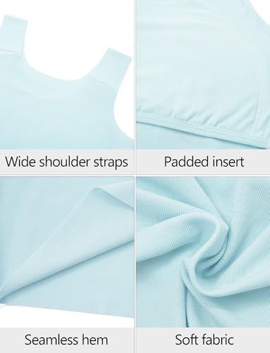 Image of FEOYA Teen Girls Camisole Training Cotton Bra Round Neck Tank Top with Shelf Bra 2 /3 Pack