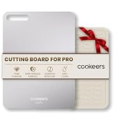 Cookeers Stainless Steel Cutting Board for Kitchen - 13.5"L x 10"W Upgraded Ultra-Thin Double Sid...