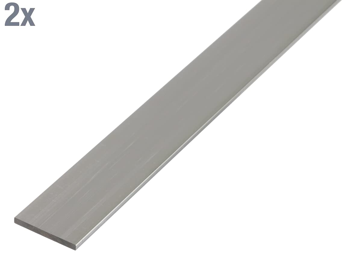Alberts 499761 Lot de 2 barres plates en aluminium naturel 1000 x 60 x 3 mm