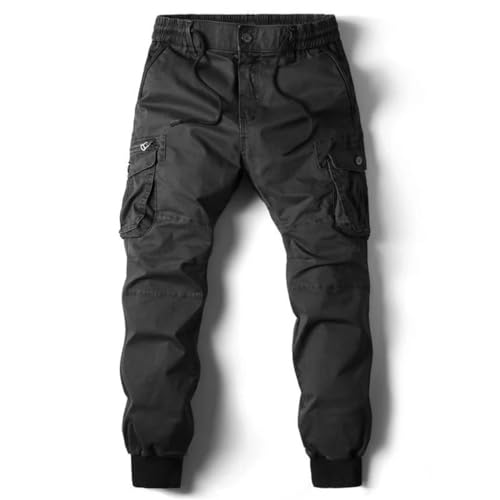 Men's Cotton Military-Style Cargo Joggers - Full-Length Work Pants Plus Size Streetwear Trousers2
