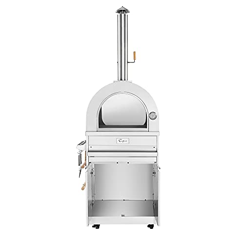 Image of Empava Wood Fired Pizza Oven with Cabinet for Outdoor Kitchen in Stainless Steel, 33 Inch, Silver
