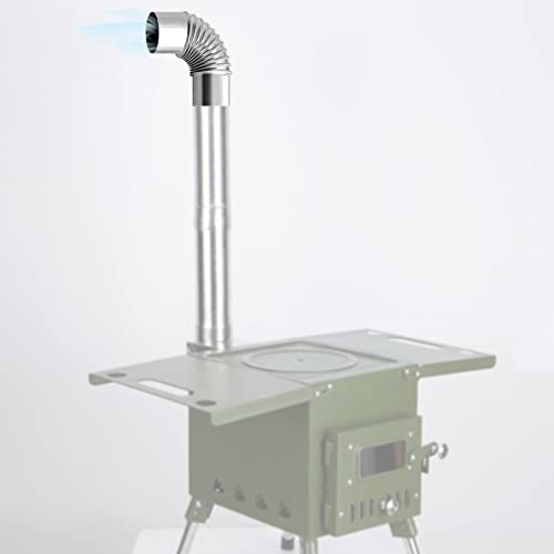 90° Elbow Pipe Ø 60mm, 2 Pack Steel Stove Pipe Elbow, Heat Resistant Flue Pipe for Stoves, Stainless Elbow Chimney Pipe