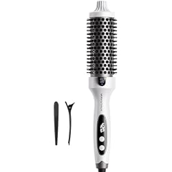 Wavytalk Thermal Brush Blowout Boost 1.5″ Heat Round Brush for Blowout Look | Negative Ion Technology, Tourmaline Ceramic, 5 Temperature Settings Dual Voltage, Less Damage, White