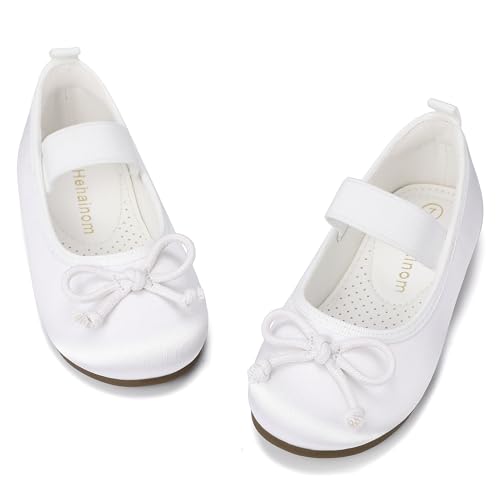 Hehainom Toddler Girls Dress Shoes Flower Girl Toddler Flats Wedding Church Party Bow Little Kids Mary Jane Shoes
