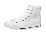 CUSHIONAIRE Women's Vance high top Canvas Sneaker +Memory Foam, White Zipper, 8.5