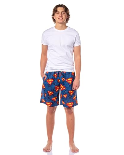 DC Comics Superman Pajama Shorts Men's S Logo All Over Print Lounge PJ Bottoms2