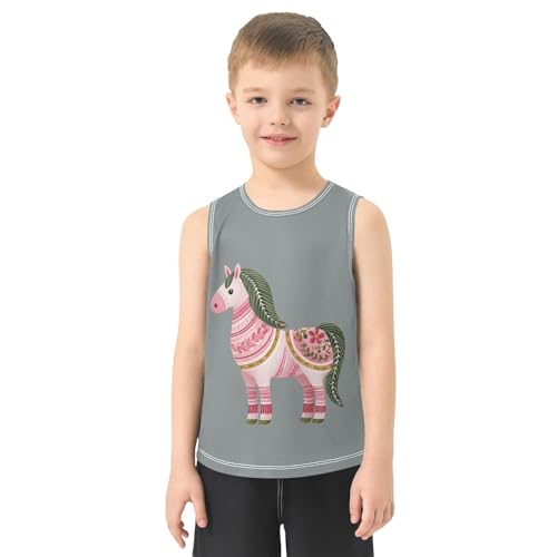 Dala Horse Artwork Gray Boys Tank Tops Toddler Sleeveless Tank Top Undershirts for 3-15 Years,3T2