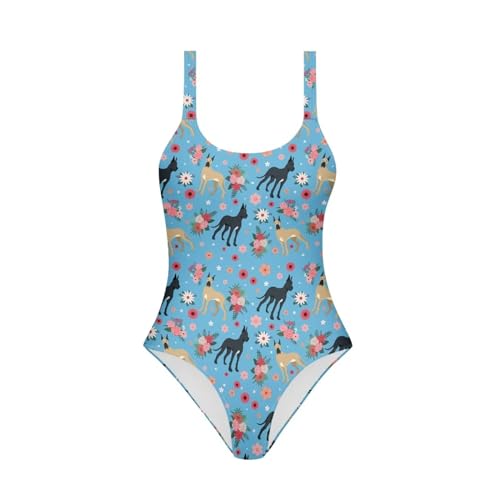 Jndtueit Cute Dogs Teen Girls Swimsuit One Piece Bathing Suit Summer Backless Swimwear Tank Top Swim Suit Sling Beach Wear