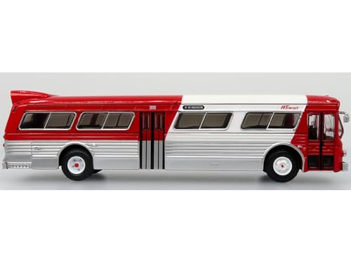 Iconic Replicas 53102 New Look Transit Bus Pittsburgh Area Transit Red and White Vintage Bus & Motorcoach Collection Limited Edition 1/87 (HO) Diecast Model 87-0601 by Iconic Replicas - Image 2