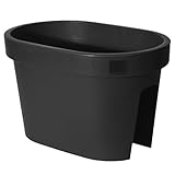 Maceta para barandilla de balcón en antracita, maceta para barandilla ovalada