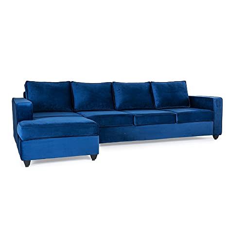 Image of Wakefit Sofa Set | 3 Year Warranty | Sofa 3 Seater, 3 Seater Sofa for Living Room, Wooden Sofa Set, 3 Seater + Left Aligned, Sofa for Living Room - Napper(Fabric-Velvet : Blue)