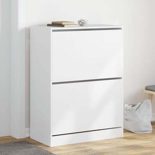 Snsowed Mueble zapatero con 2 cajones abatibles blanco 80x42x108 cm, Zapatero Entrada Recibidor, Zapatero Estrecho, Armario Zapatero - 3214399