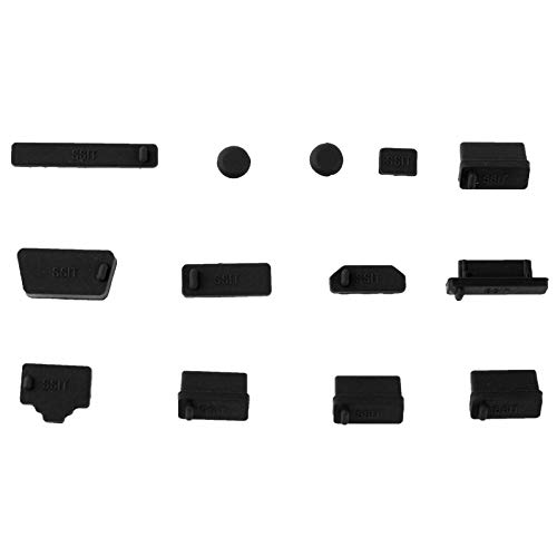 Preisvergleich Produktbild subtel Staubschutz Set Staubschutzkappen für Notebook und Computer Schnittstellen 13x Set, Silikon, schwarz / Stöpsel Kappen Staubstöpsel Schutzabdeckung für Anschlüsse Staubschutzabdeckung