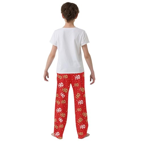 ZZXXB Xmas Santa Claus Laugh Boys Long Pants Soft Trousers Elastic Waist Kids Lounge Bottoms with Pockets S-XL3