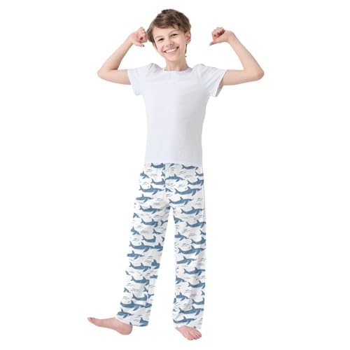 Summer Print Animals Dolphin Seamless Shark Pajamas Bottoms with Pockets Comfy Pjs Sleepwear Elastic Waistband Pajamas Pants Lounge Pants for 6-14 Years2