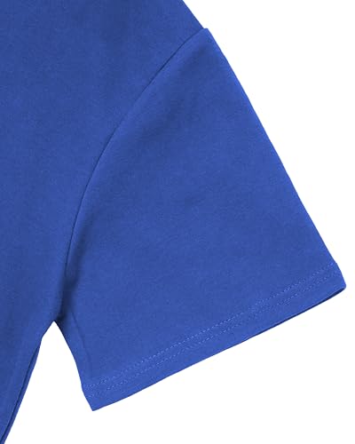 GIVON Women's Comfortable Short Sleeve Hoodie Pullover Hooded Sweatshirt with Kangaroo Pocket / DCF169-BLUE-L