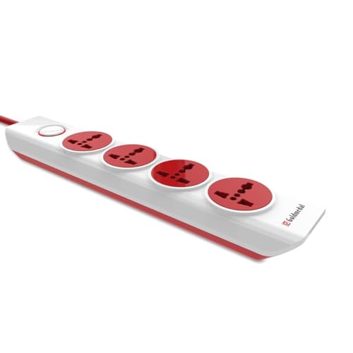 Image of COPPE-RICO Goldmedal I-Design 4X1 Power Strip with 4 International Sockets,Master Switch,Indicator and 2-Meter Power Cable -White,Pack of 1,Made with Fire-Retardant Material