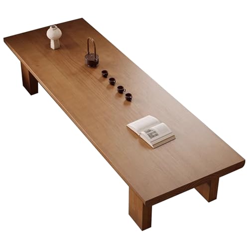 WWERTYY Mesa Baja Zen de Madera para Ceremonia del té, Mesa de Centro de Madera, Mesa de Suelo para Sala de Estar, Mesa Baja Japonesa para el hogar (160 x 60 x 35 cm)