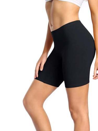Image of Amazon Brand - Nora Nico Women's Super Combed Cotton High Coverage Elastane Stretch Mid Waist Shorties with Concealed Waistband Shorts (Gym & Yoga)
