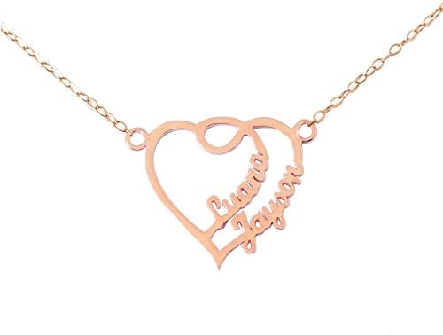 Amazon Com Personalized Heart Name Necklace Couples Name Necklace Name Heart Necklace Gift For Her Custom Necklace Gold Color Clothing Shoes Jewelry
