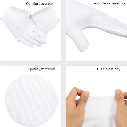 Image of SATINIOR Cotton Gloves Bulk Stretchy Work Inspection Gloves for Women Men Dry Hands Handling Art Coin Jewelry