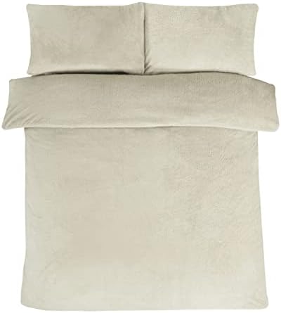 Sleepdown Teddy Fleece Duvet Cover Quilt Bedding Set with Pillow Cases Thermal Warm Cosy Super Soft - King - Grey