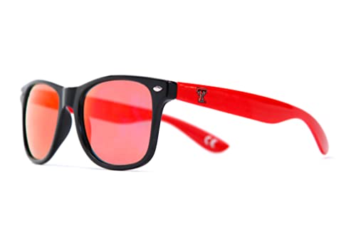 NCAA Texas Tech Red Raiders TEXTECH-3 Black Front Temple, Red Lenses Sunglasses, One Size, Black